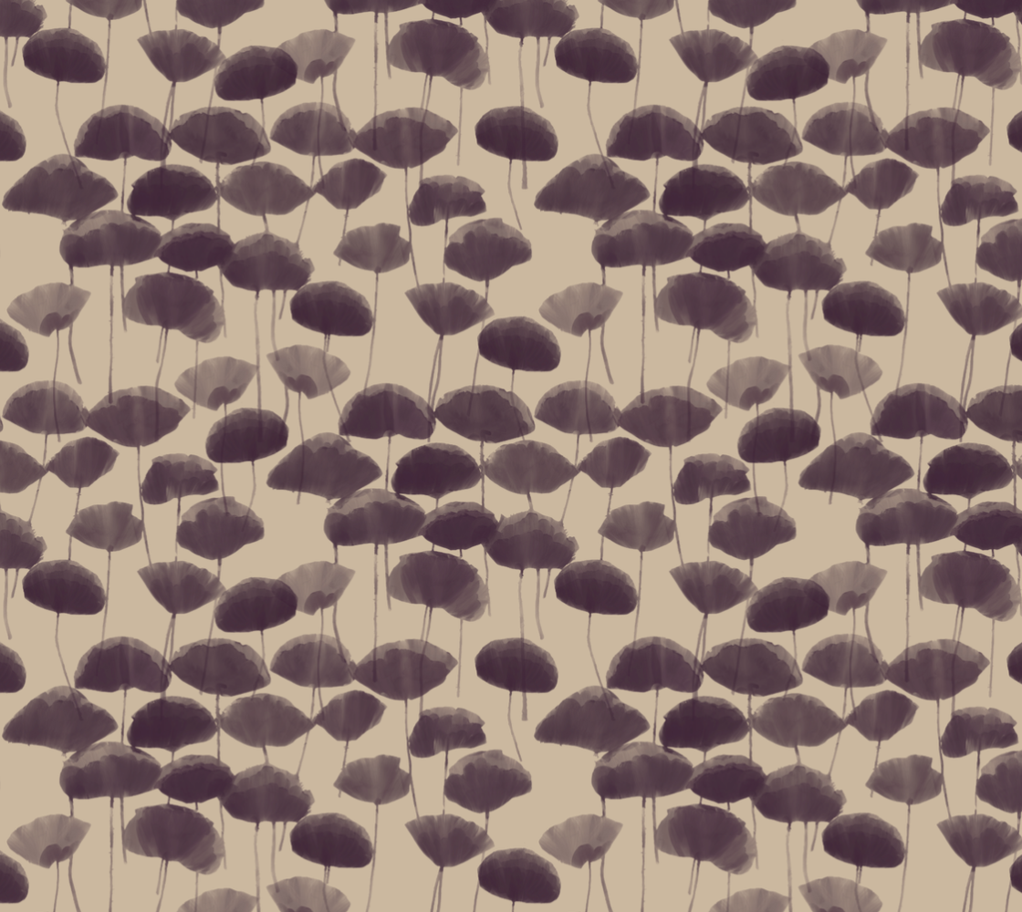 Pattern of dark purple leaves on a beige background