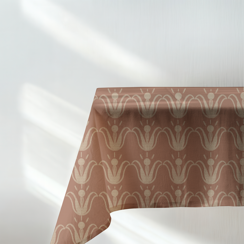 Tablecloth with a decorative pattern on a white background
