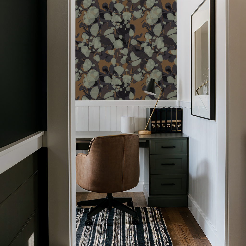 Marbled in Smoked Ochre, Wallpaper
