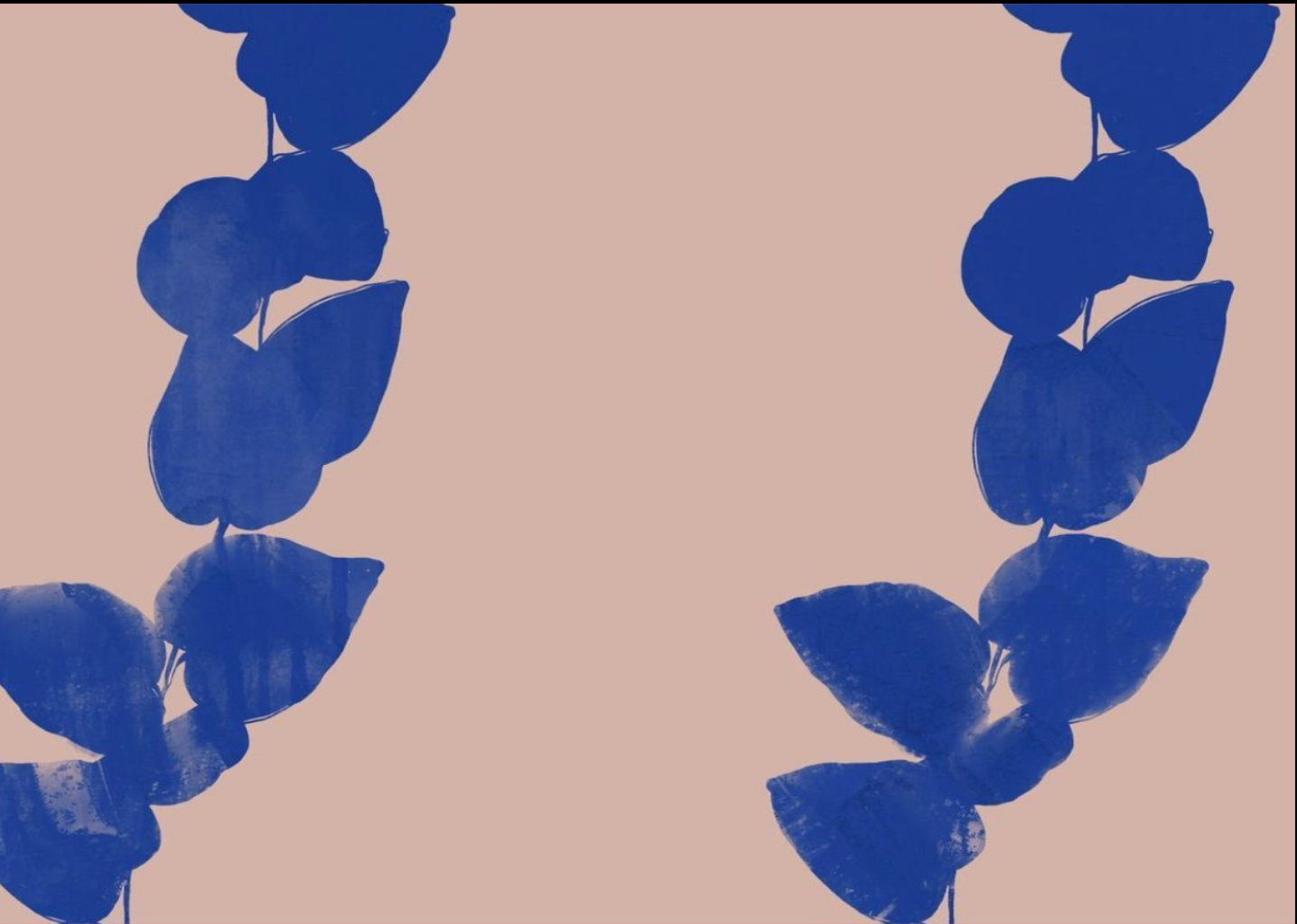 Cobalt Vine on blush, Wallpaper