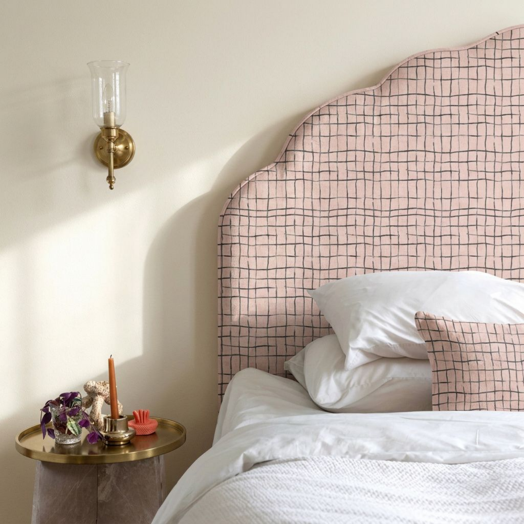 Broken Grid on Blush, Fabric