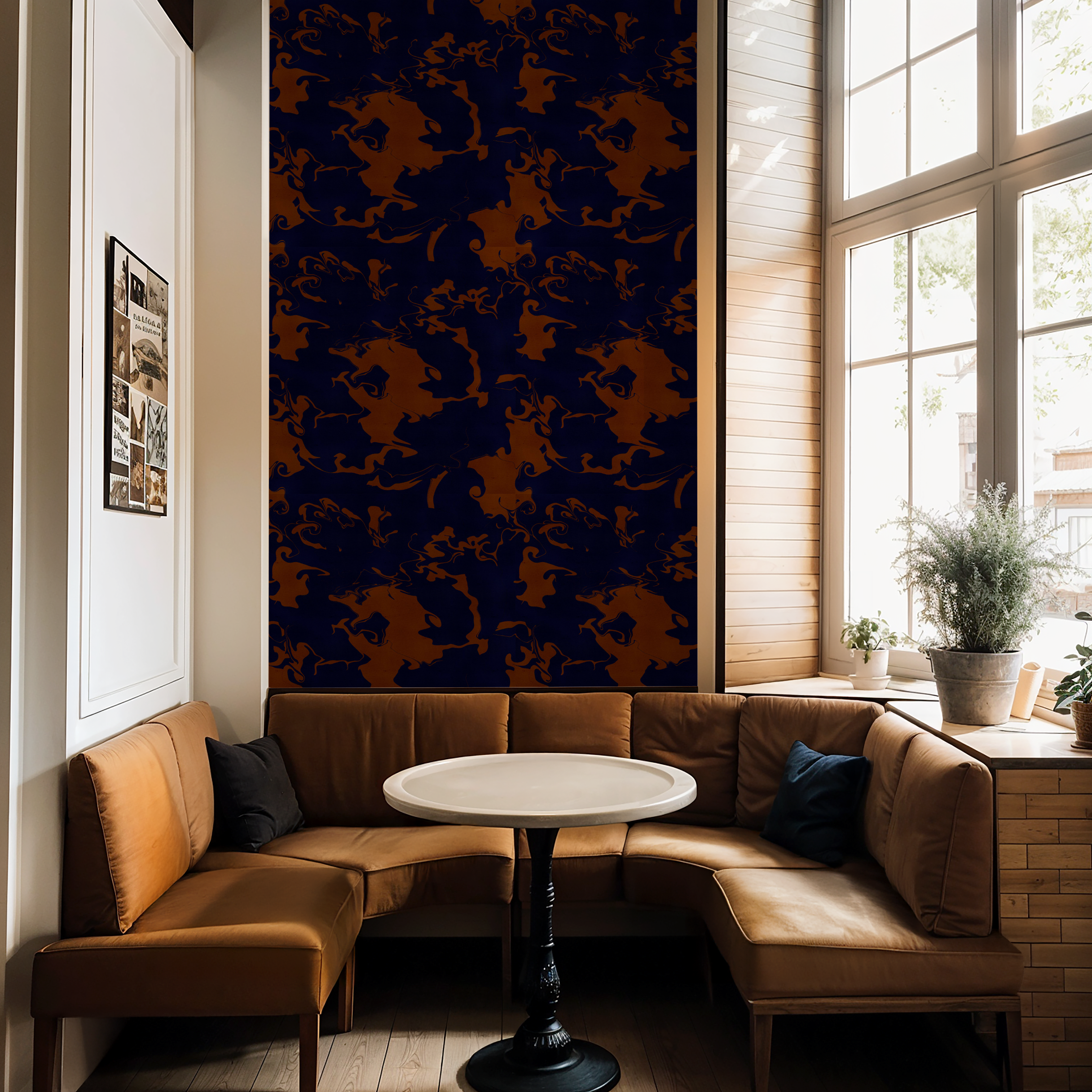 Marled in navy and brown, Wallpaper