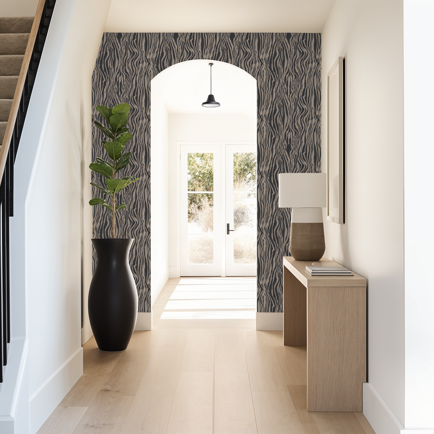 modern wallpaper pattern zebra dreams of water in ink from Selde Studio