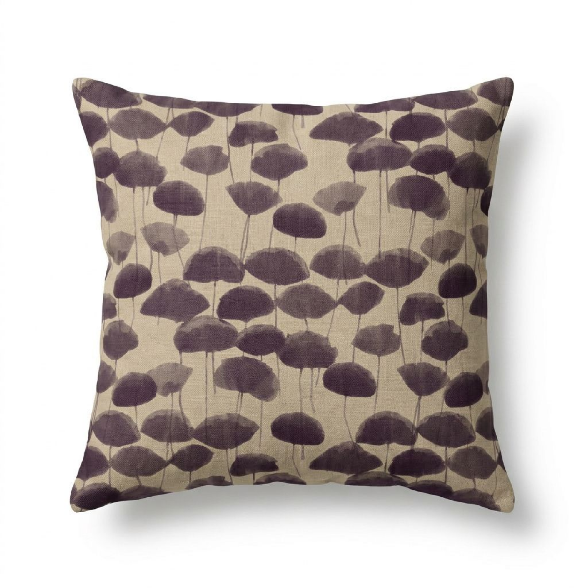falling ginko in plum throw pillow 18in