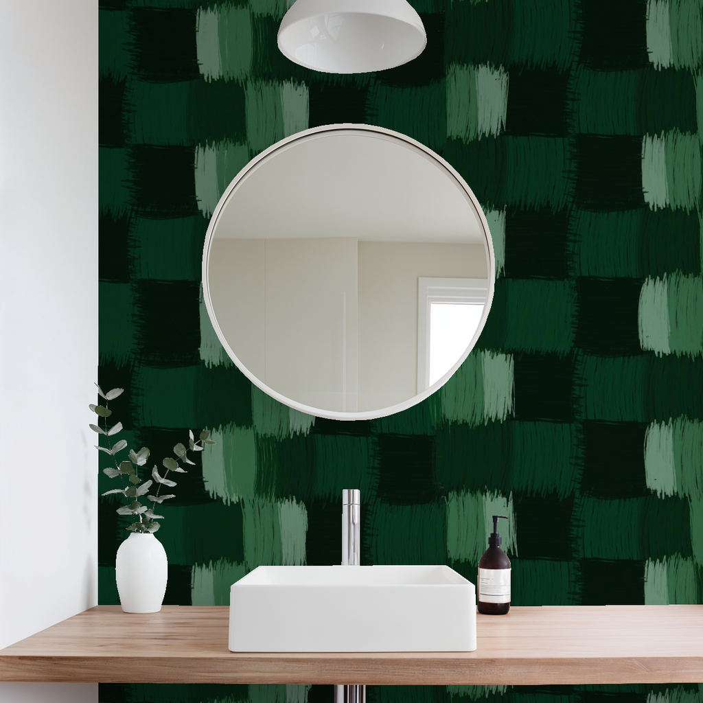 Quilted scratches in greens, Wallpaper