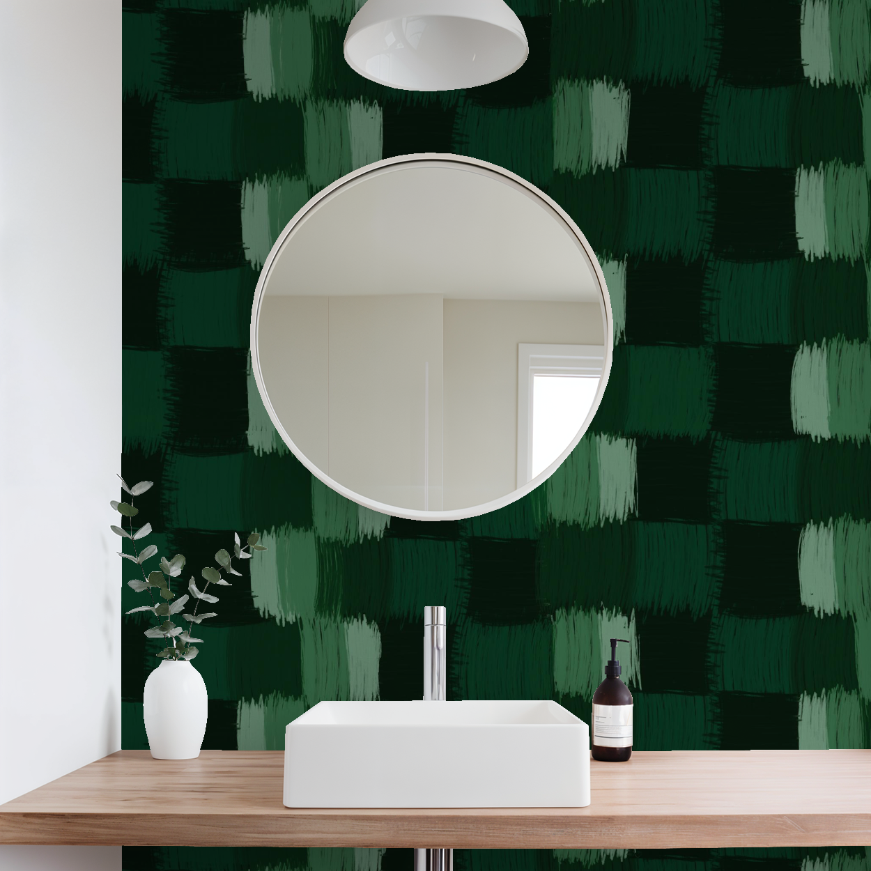 Quilted scratches in greens, Wallpaper