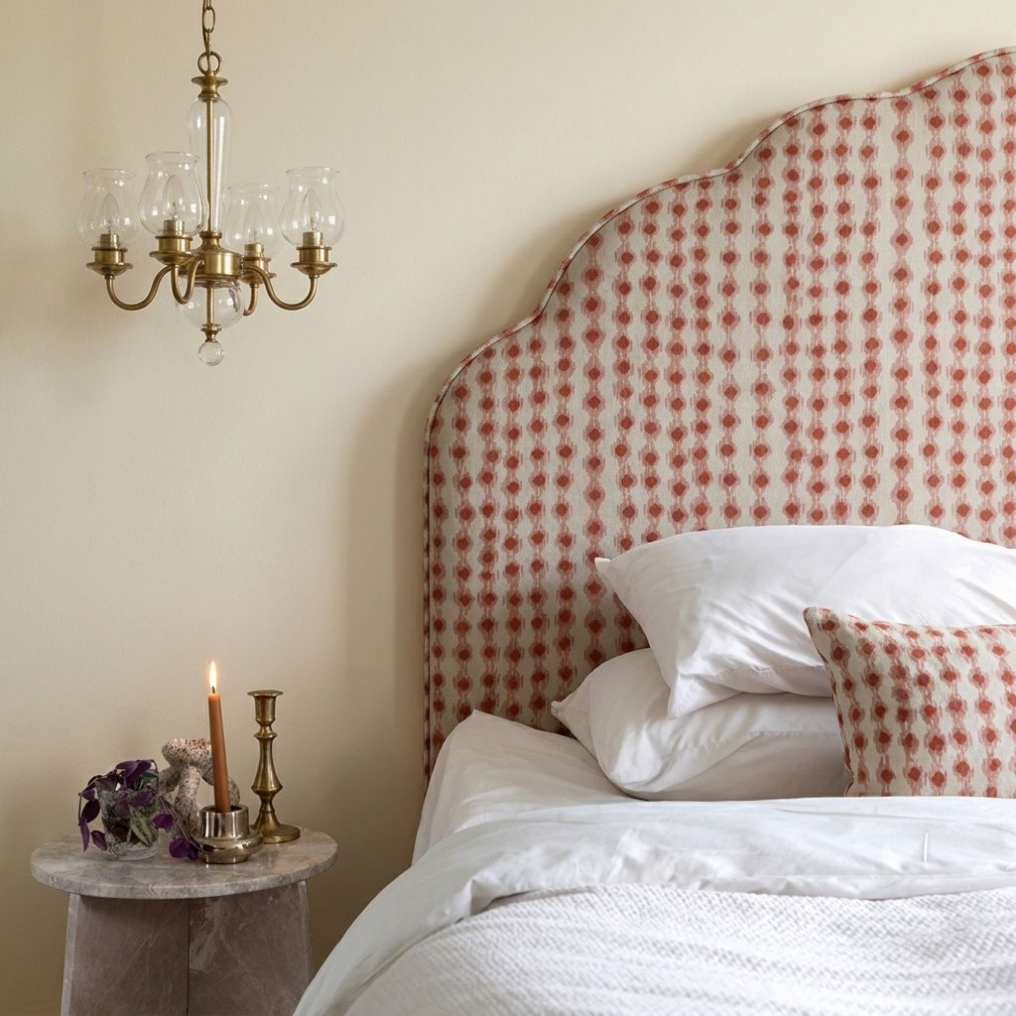 Ikat stripes in coral red, fabric