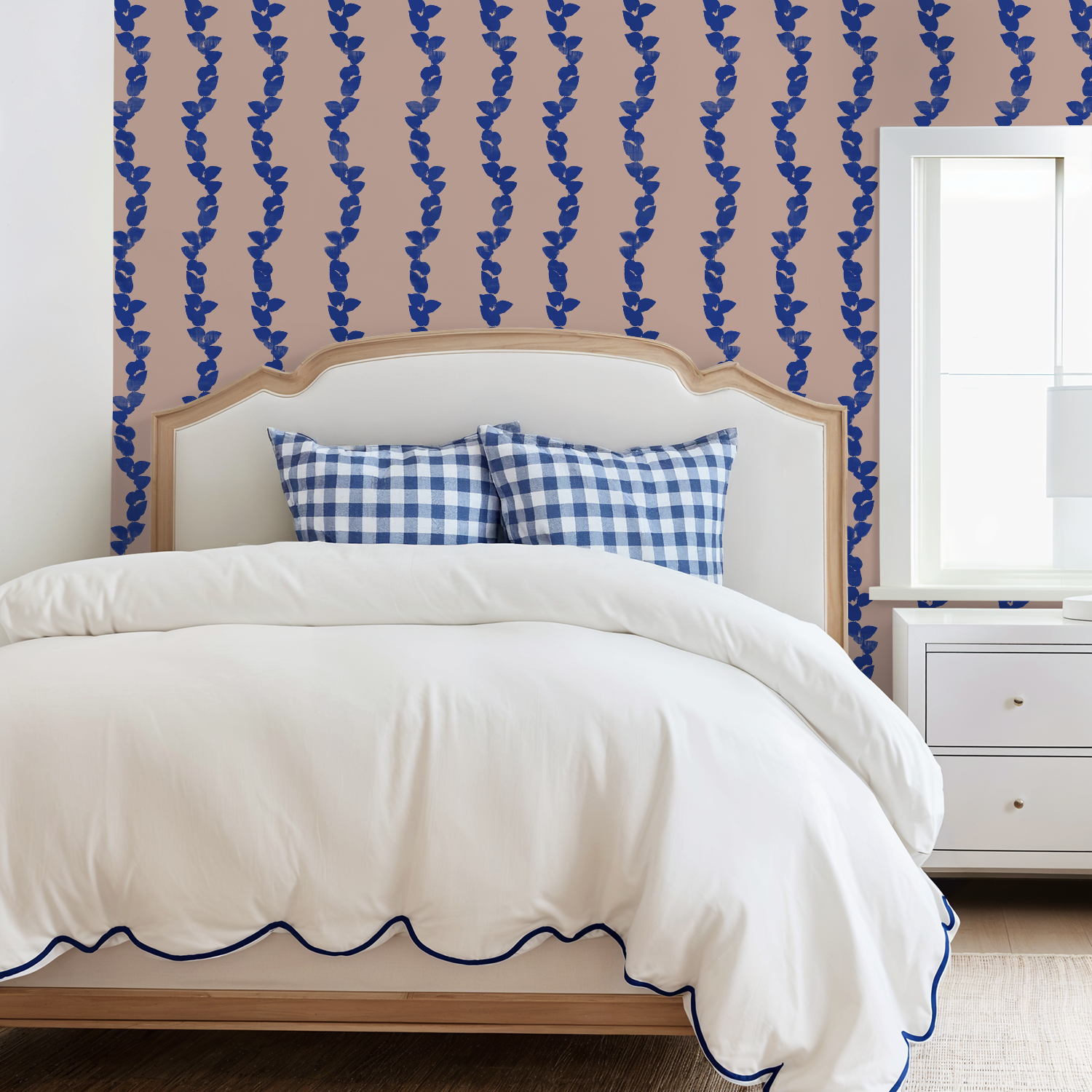 pink and blue wallpaper pattern girls bedroom from channel house nyc