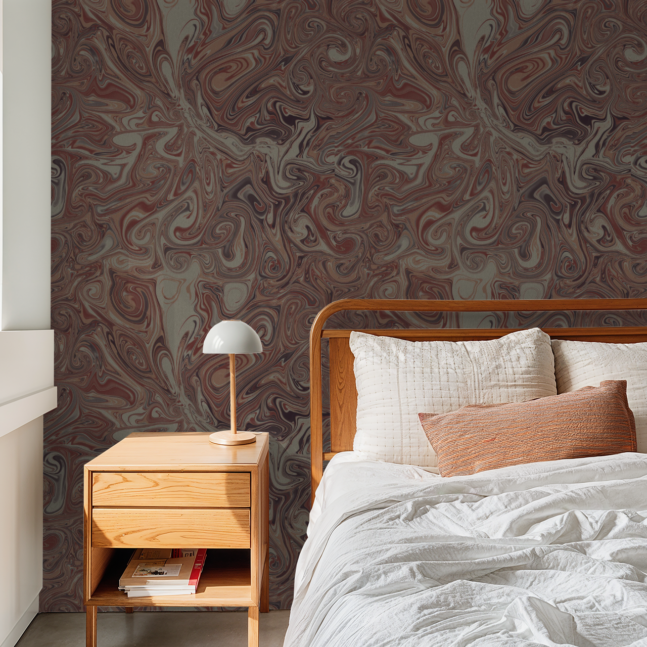 Marbled mineral in peach, wallpaper