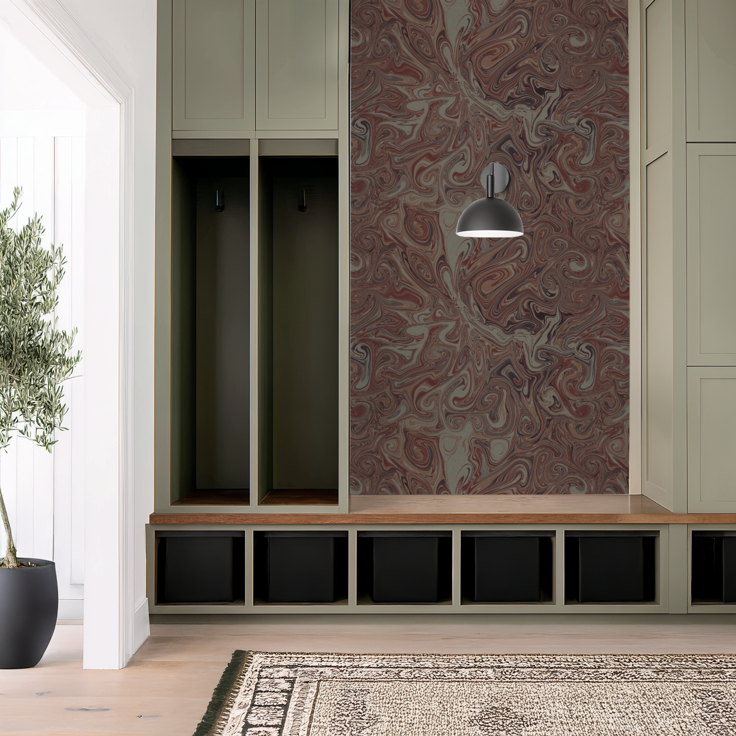 Marbled mineral in peach, wallpaper