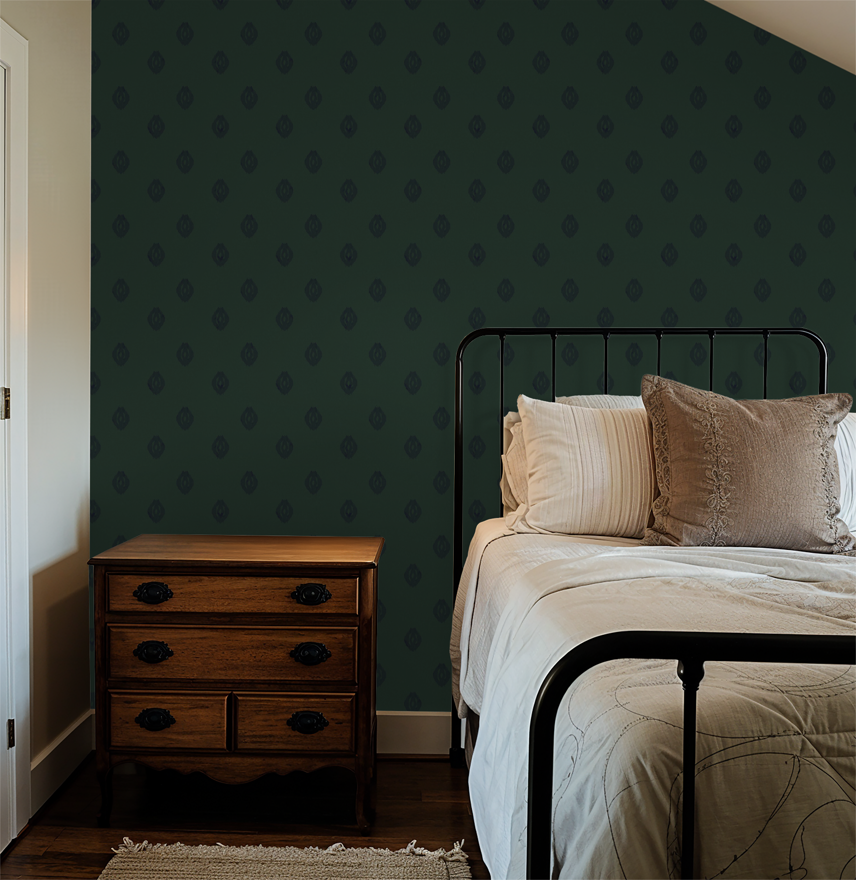 Preppy Ikat in Grass, Wallpaper