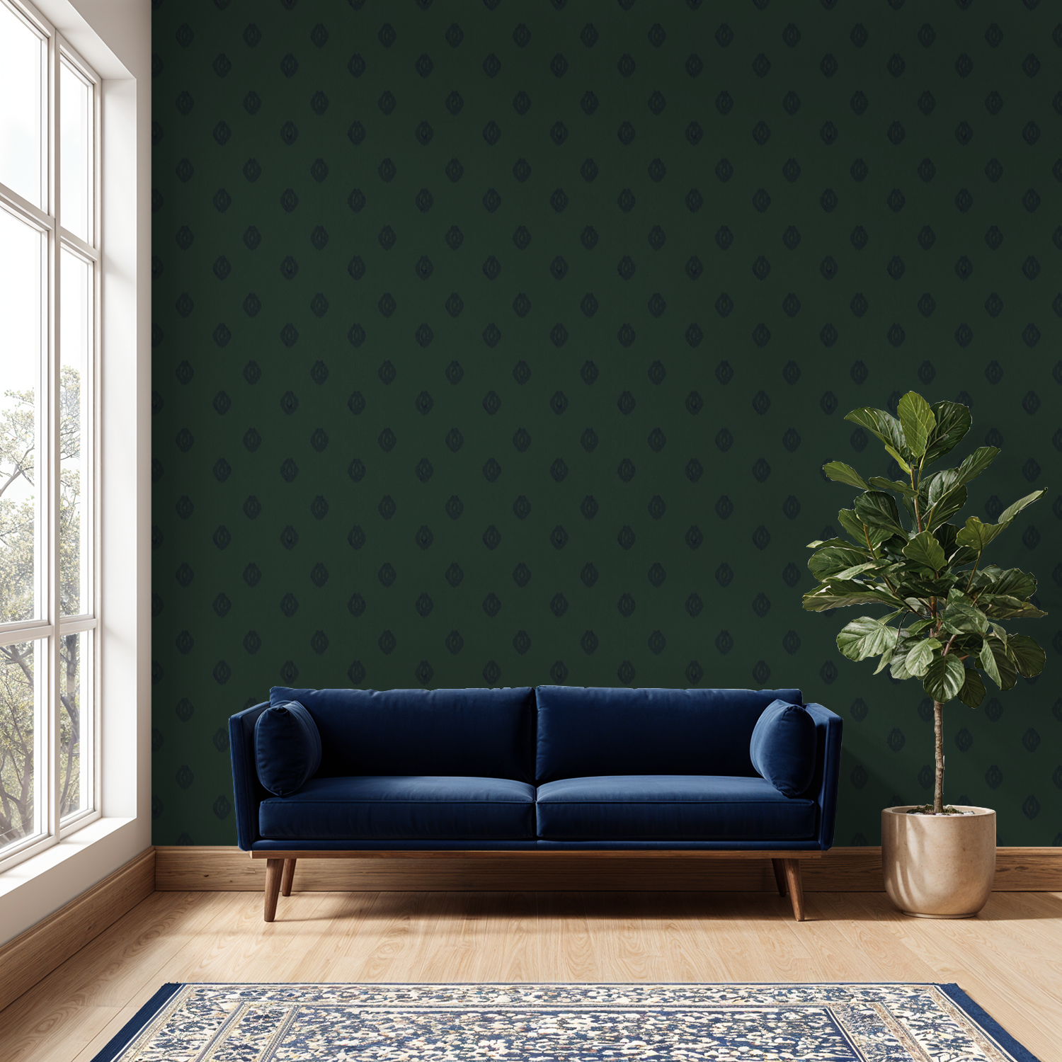 Preppy Ikat in Grass, Wallpaper