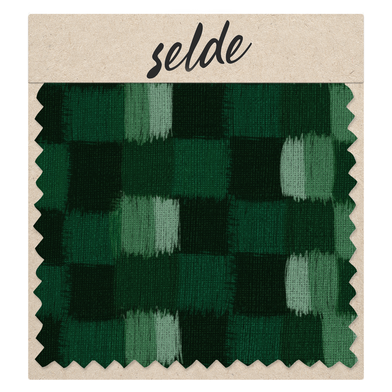 Quilted scratches in greens, fabic