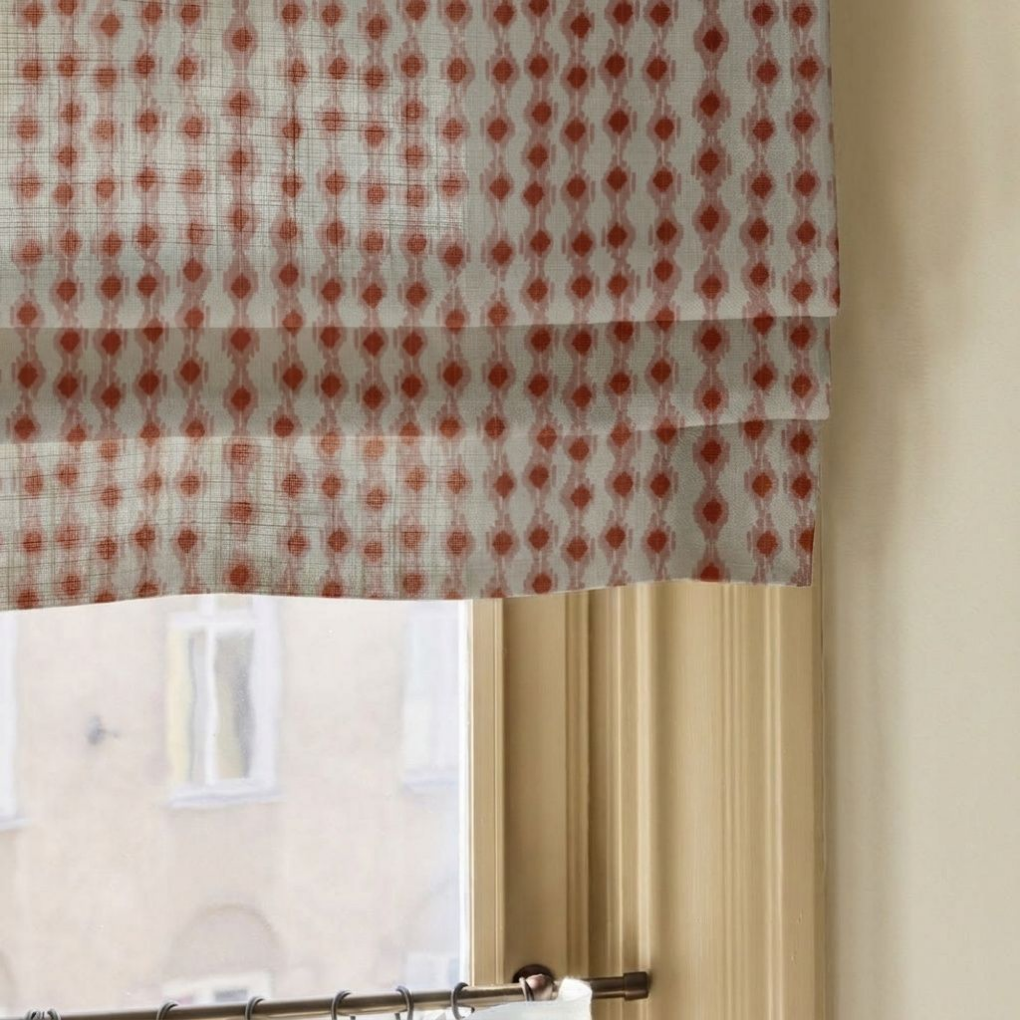 Ikat stripes in coral red, fabric